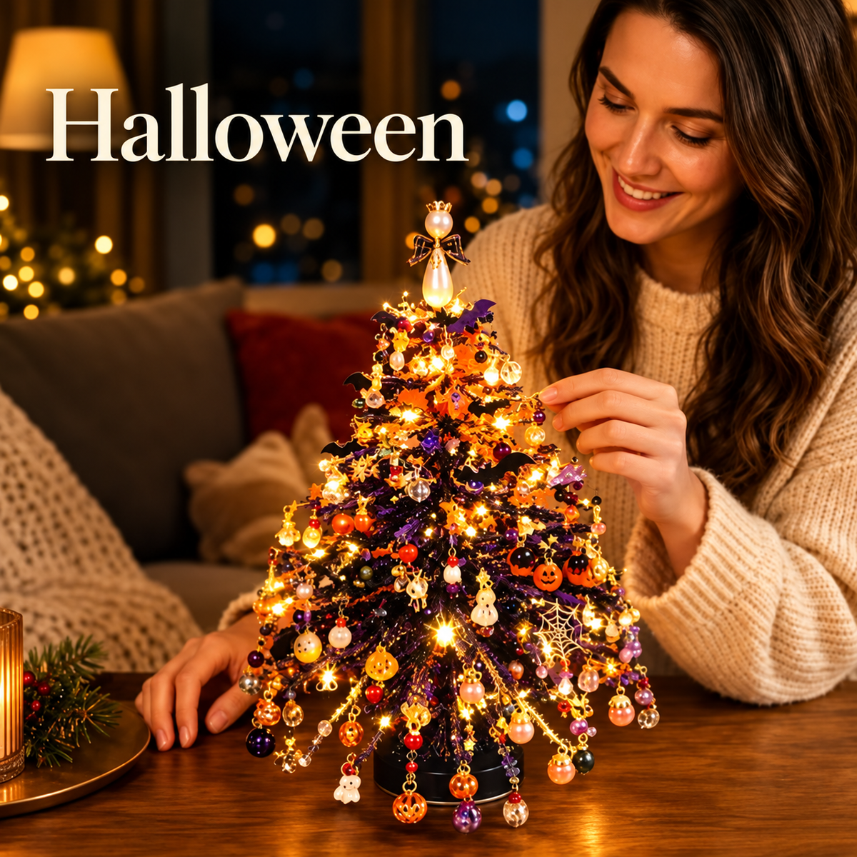 ⏰Limited-Time 50% Off – Family DIY Beaded Christmas Tree Kit with Warm LED Lights