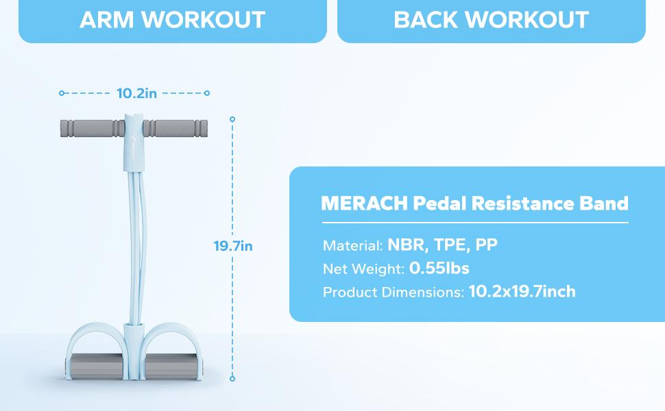 MERACH pedal resistance band material size and weight specifications