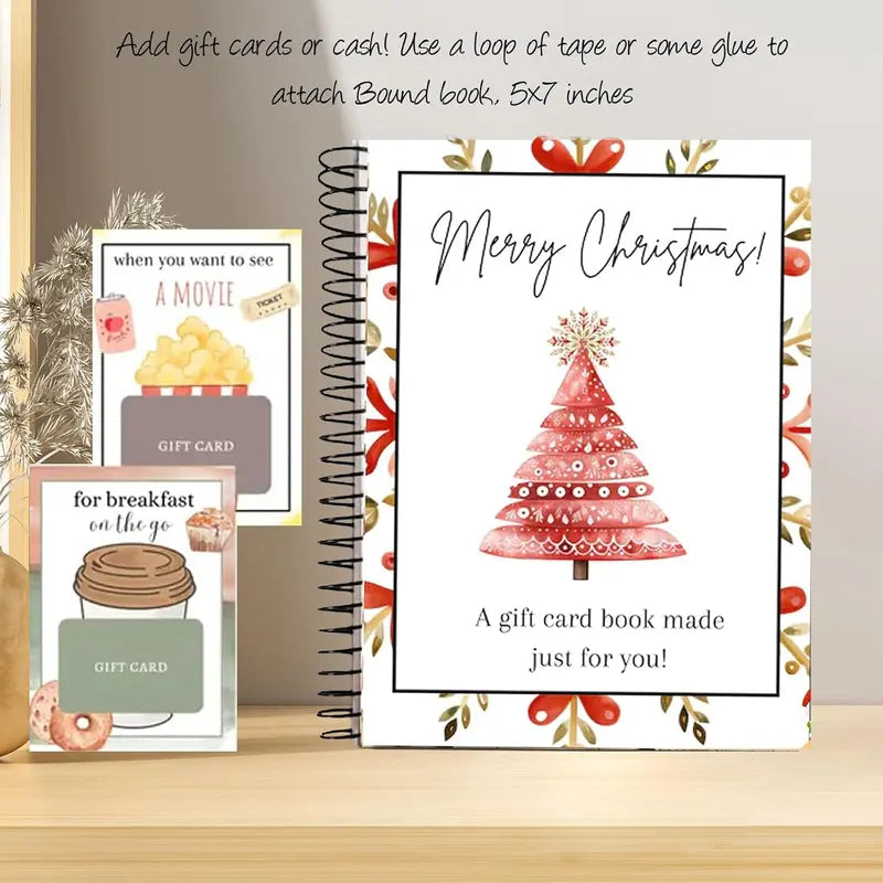 Christmas gift card book with gift card and cash page examples