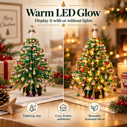 ⏰Limited-Time 50% Off – Family DIY Beaded Christmas Tree Kit with Warm LED Lights