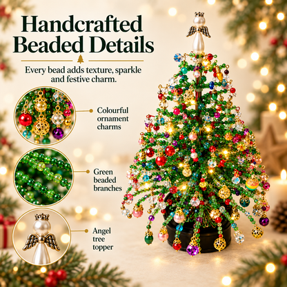 ⏰Limited-Time 50% Off – Family DIY Beaded Christmas Tree Kit with Warm LED Lights