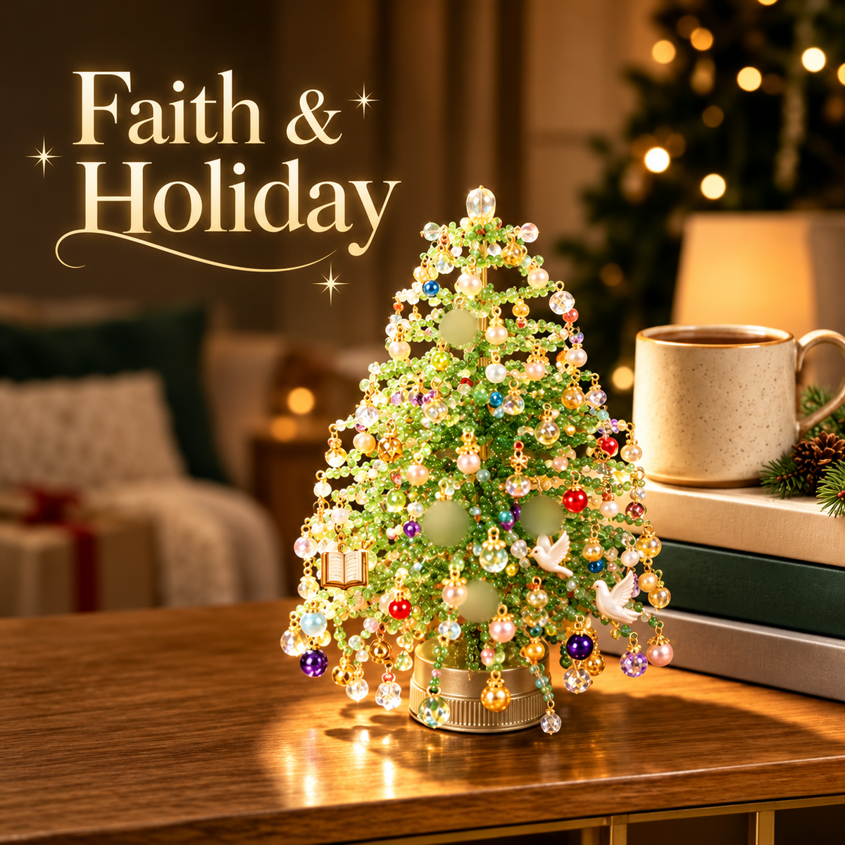 ⏰Limited-Time 50% Off – Family DIY Beaded Christmas Tree Kit with Warm LED Lights