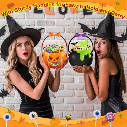 Halloween Goodie Bags Plastic Candy Bag Trick or Treat Bags with Cauldron Skeleton black Cat Skull Pumpkin Design
