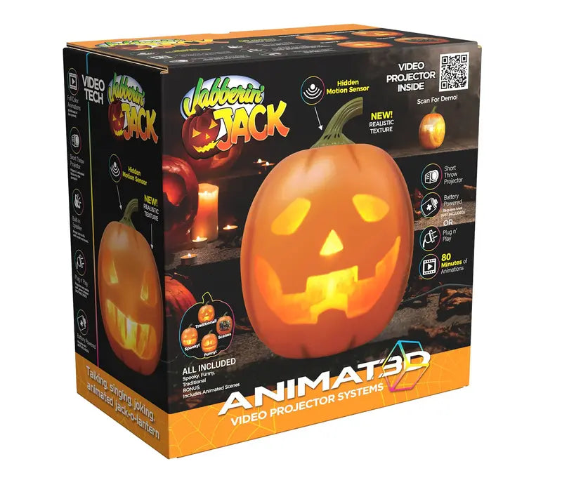 Jabberin' Jack 12-inch animated pumpkin retail box