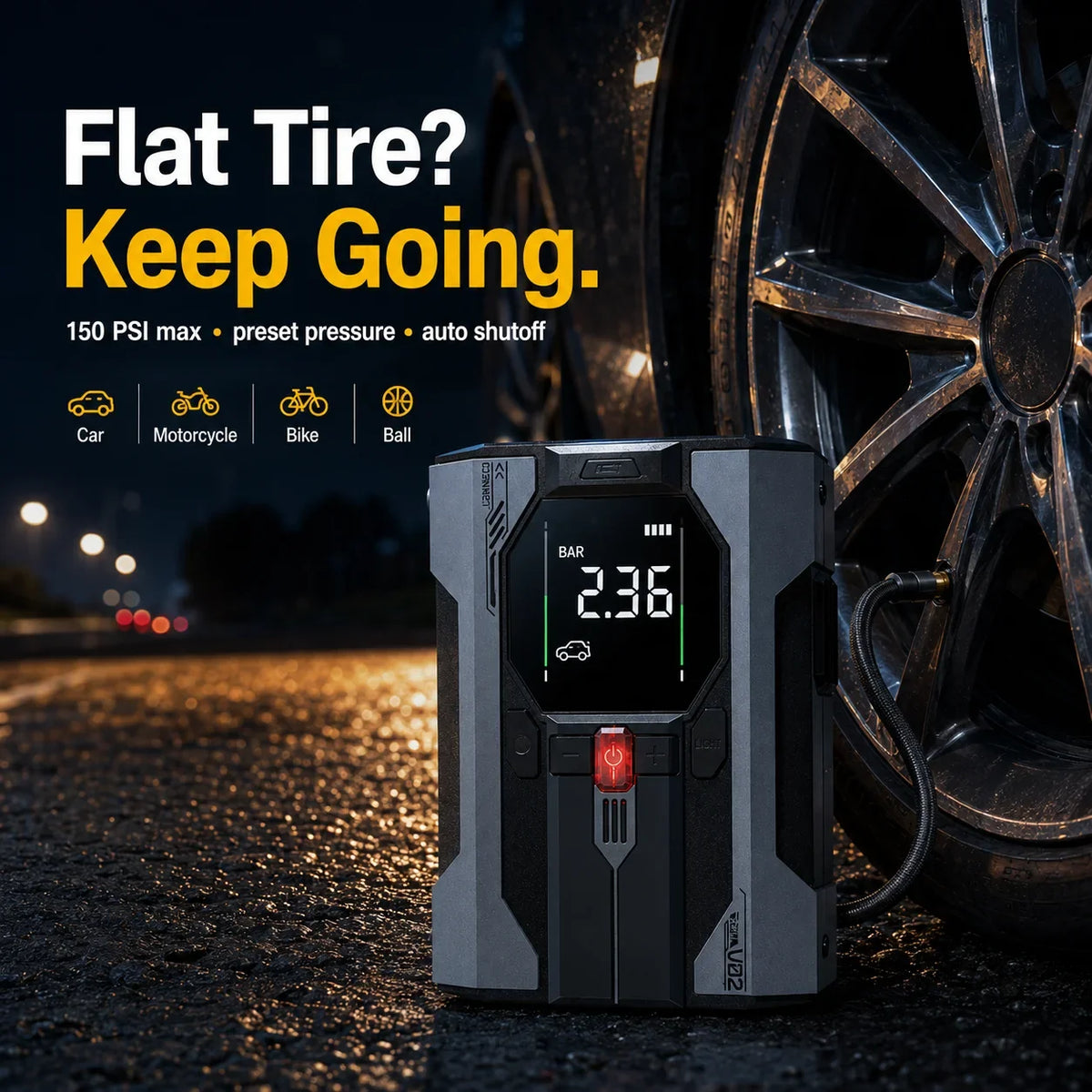 Valunori V02 Max tire inflation controls